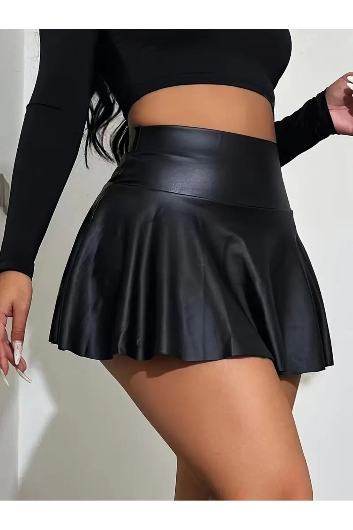 Pu Deri̇ Süper Mi̇ni̇ Yüksek Bel Etek